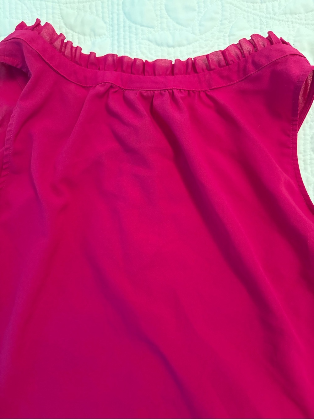 Metaphor Sleeveless Ruffle-Neck Blouse in Fuchsia